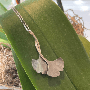 Ginkgo Twist Pendant Necklace sterling silver